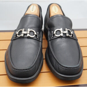 Salvatore Ferragamo David Gancini bit loafers Black Leather Loafers Size 9.5